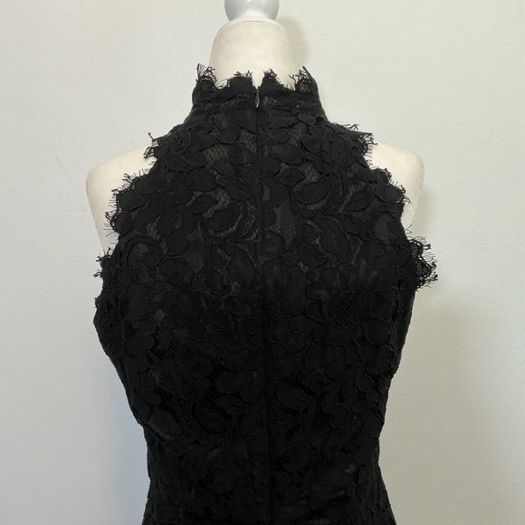 Eliza J Black Lace High Neck Sheath Midi Dress Size 4 - Picture 8 of 16